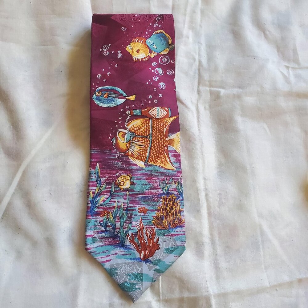 Tabasco tie with underwater aquatic life